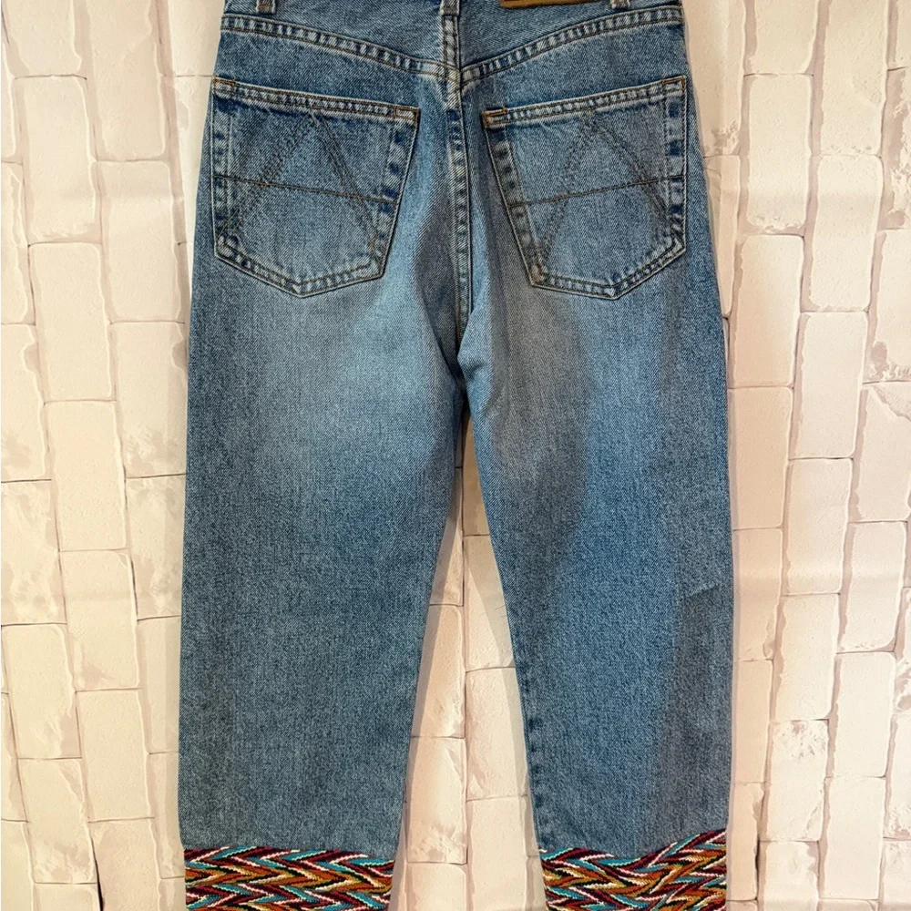 Rare Multicolor Trim Cropped Jeans ASO Buffy Summers BtVS High Rise Vintage - Picture 6 of 11